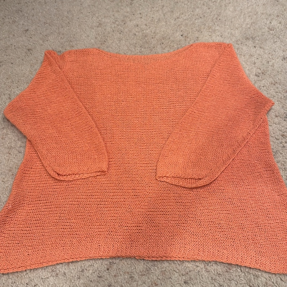 Eileen Fisher Vibrant Orange Knit Sweater - Picture 4 of 4